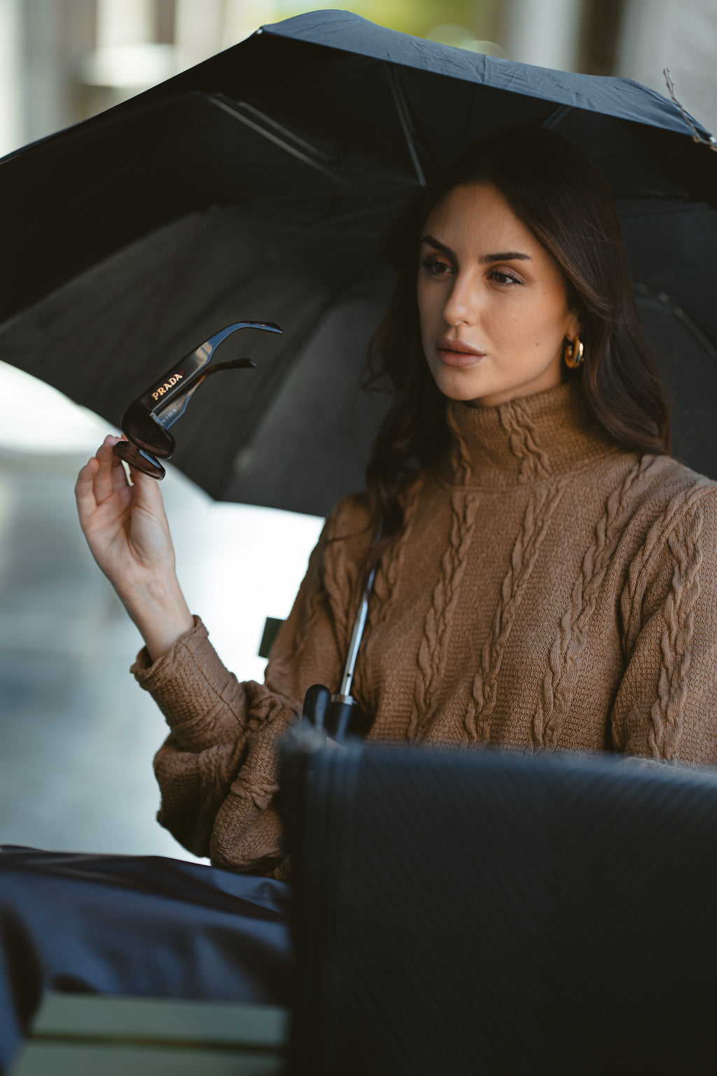 Caramel Sweater & Dark Chocolate Leather Skirt 🖤